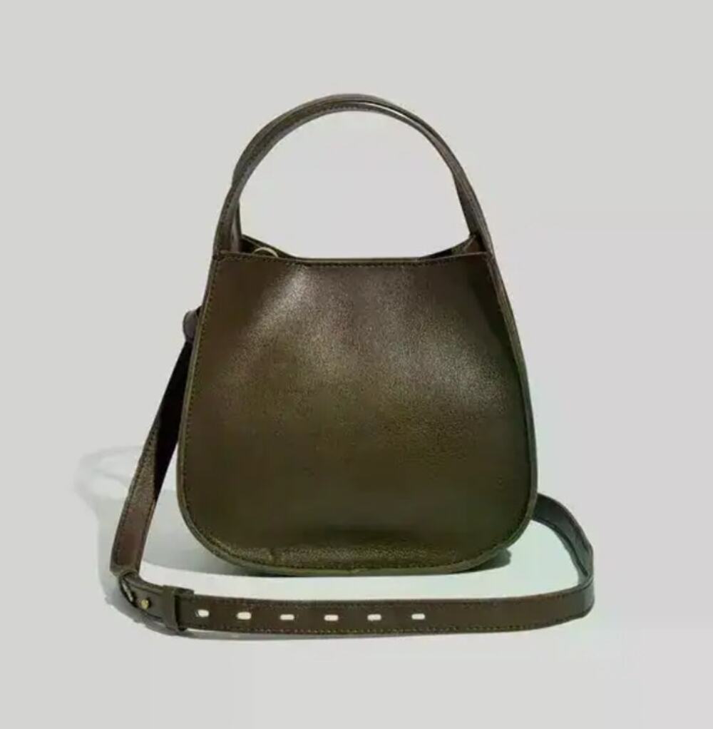 Madewell Dark Green Leather Sydney Purse No Strap Minimalist Rare Quiet Luxury
